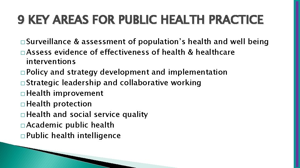 PUBLIC HEALTH March 2016 LEARNING OUTCOMES Understanding and