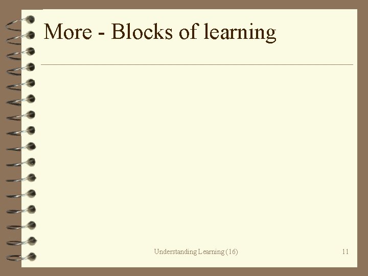 More - Blocks of learning Understanding Learning (16) 11 