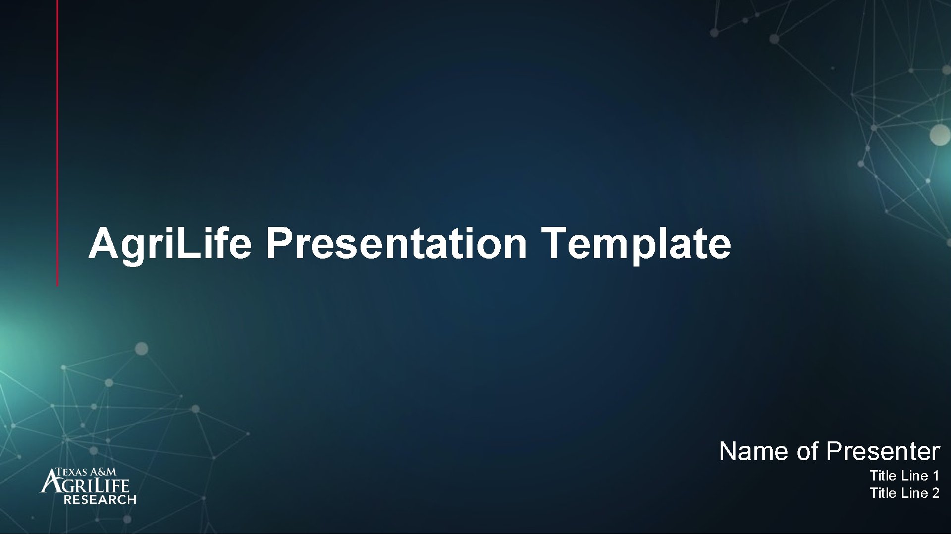 Agri. Life Presentation Template Name of Presenter Title Line 1 Title Line 2 