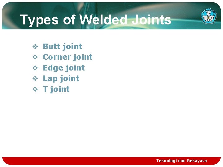 Types of Welded Joints v v v Butt joint Corner joint Edge joint Lap