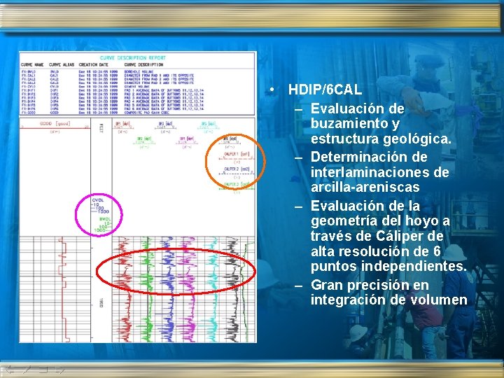  • HDIP/6 CAL – Evaluación de buzamiento y estructura geológica. – Determinación de