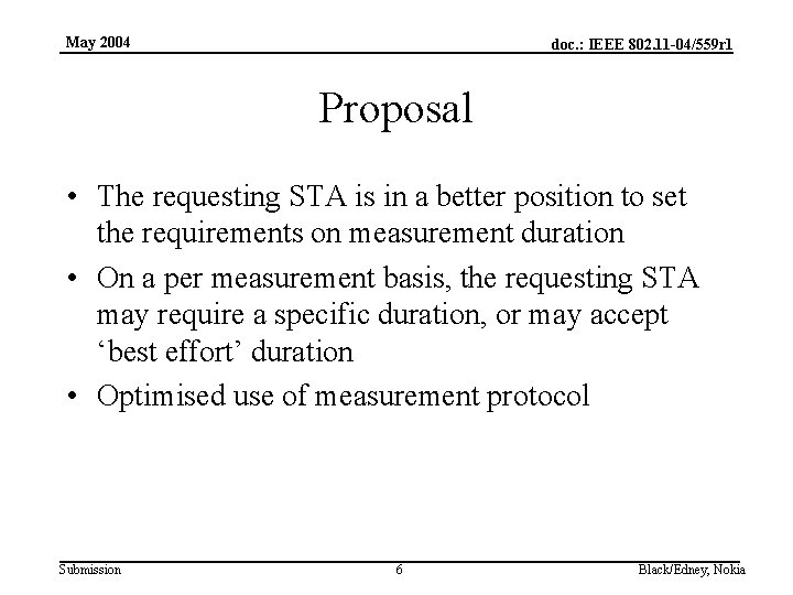 May 2004 doc. : IEEE 802. 11 -04/559 r 1 Proposal • The requesting