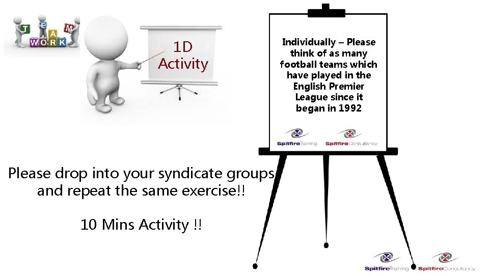 1 D Activity Please drop into your syndicate groups and repeat the same exercise!!