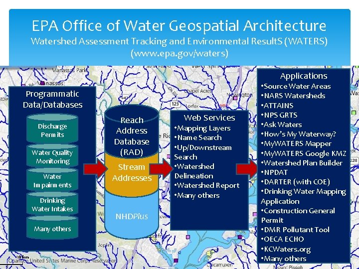 EPA Office of Water Geospatial Architecture Watershed Assessment Tracking and Environmental Result. S (WATERS)