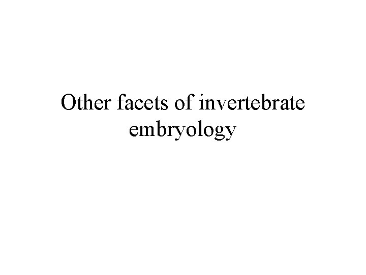 Other facets of invertebrate embryology 