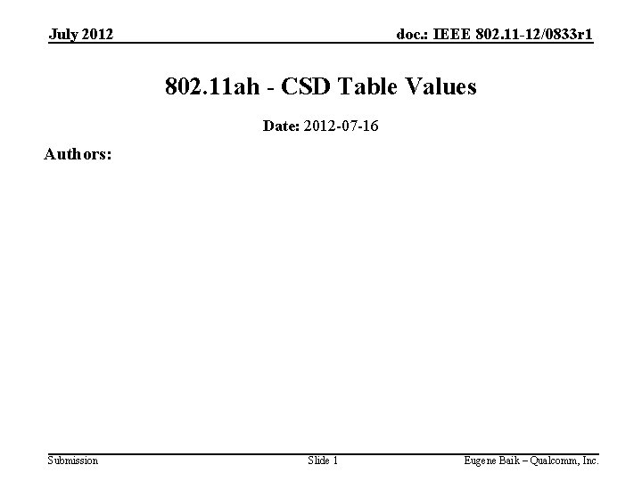 July 2012 doc. : IEEE 802. 11 -12/0833 r 1 802. 11 ah -