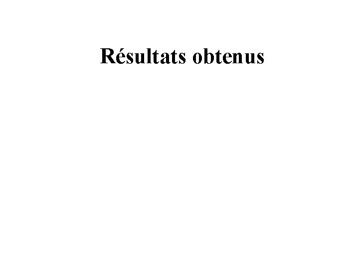 Résultats obtenus 