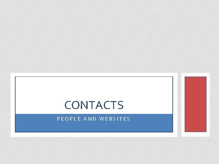 CONTACTS PEOPLE AND WEBSITES 