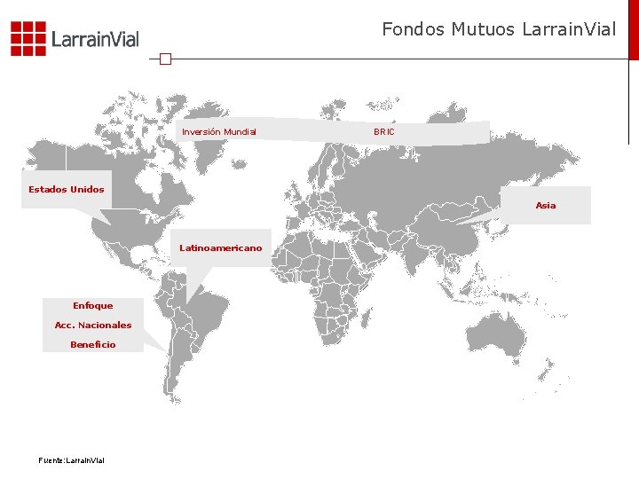 Fondos Mutuos Larrain. Vial Inversión Mundial BRIC Estados Unidos Asia Latinoamericano Enfoque Acc. Nacionales