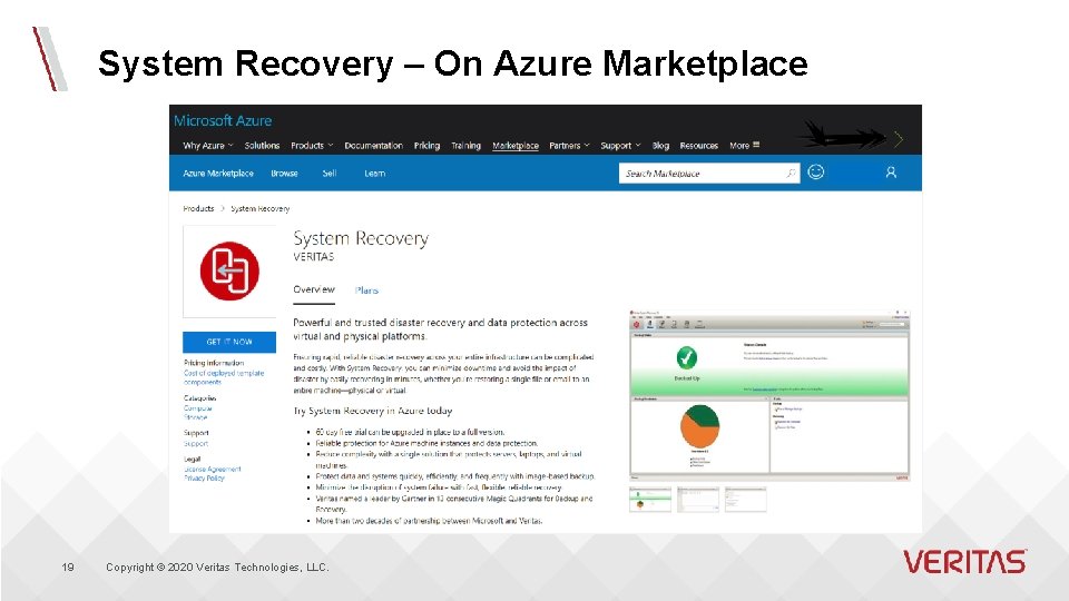 System Recovery – On Azure Marketplace 19 Copyright © 2020 Veritas Technologies, LLC. 