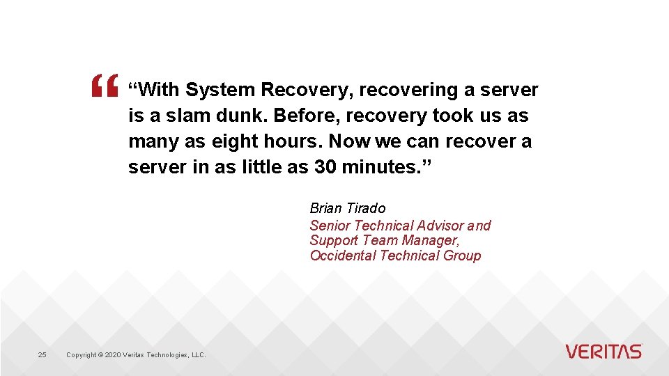 “With System Recovery, recovering a server is a slam dunk. Before, recovery took us