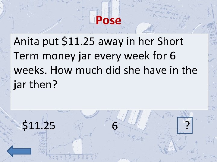 Pose Anita put $11. 25 away in her Short Term money jar every week