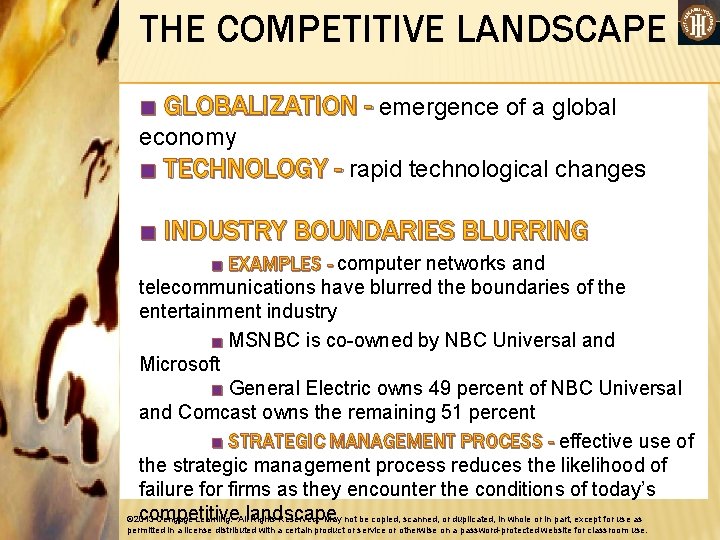 THE COMPETITIVE LANDSCAPE ■ GLOBALIZATION - emergence of a global economy ■ TECHNOLOGY -