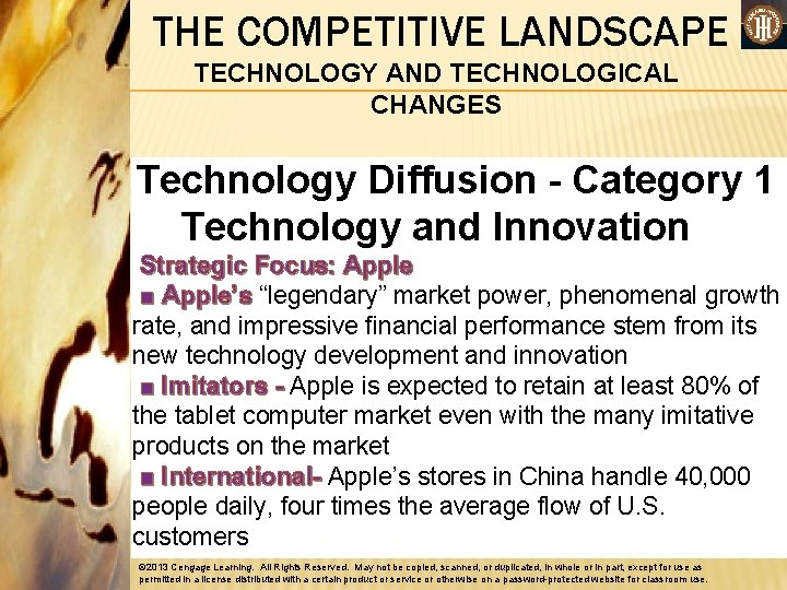 THE COMPETITIVE LANDSCAPE TECHNOLOGY AND TECHNOLOGICAL CHANGES Technology Diffusion - Category 1 Technology and