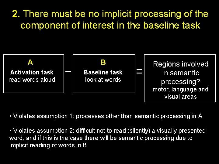 2. There must be no implicit processing of the component of interest in the