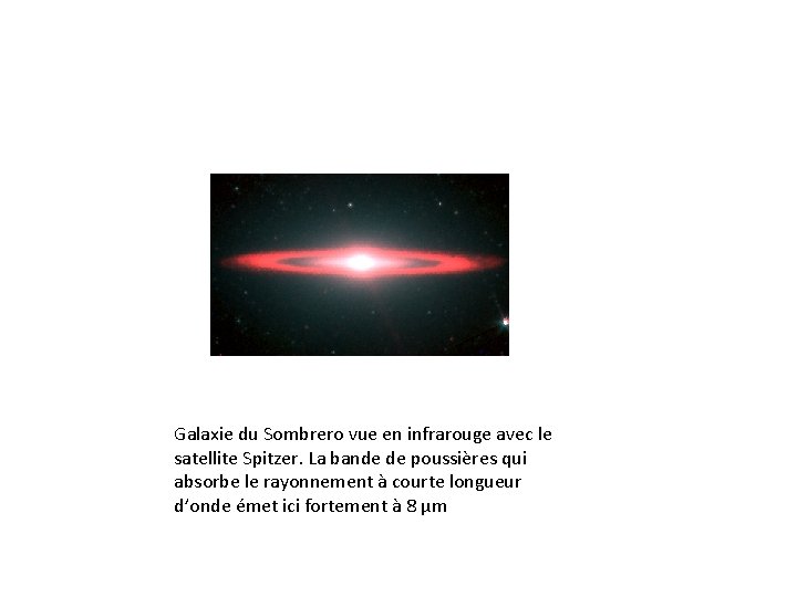 Galaxie du Sombrero vue en infrarouge avec le satellite Spitzer. La bande de poussières