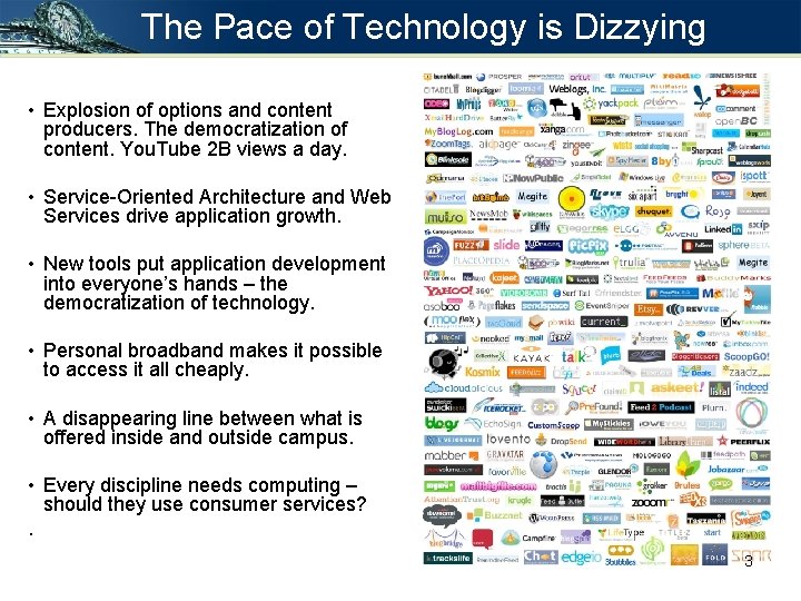 The Pace of Technology is Dizzying • Explosion of options and content producers. The The Pace of Technology is Dizzying • Explosion of options and content producers. The