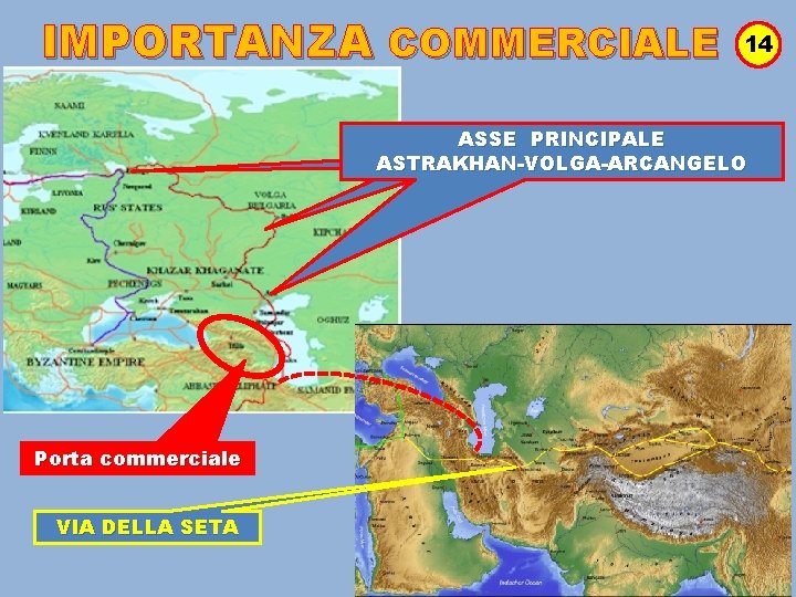 IMPORTANZA COMMERCIALE 14 ASSE PRINCIPALE INGUSCEZIA ASTRAKHAN-VOLGA-ARCANGELO INGUSCEZIA Porta commerciale VIA DELLA SETA 