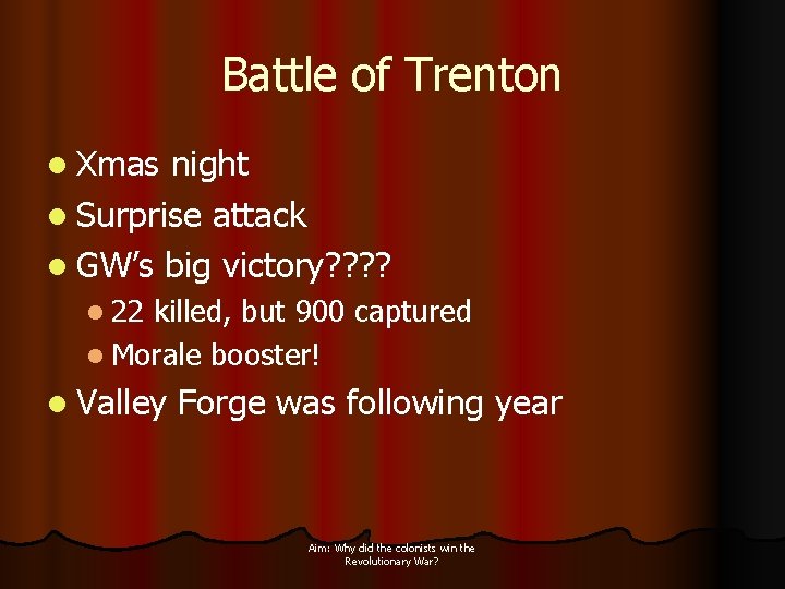 Battle of Trenton l Xmas night l Surprise attack l GW’s big victory? ?