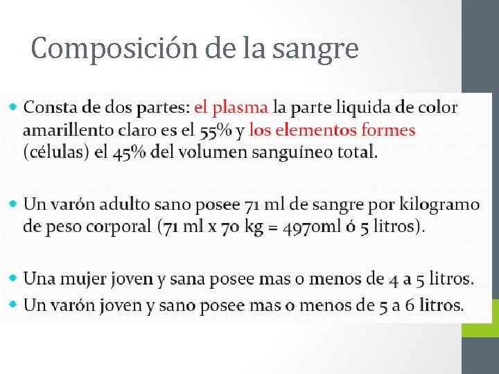 Composición de la sangre 