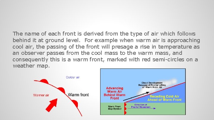 The name of each front is derived from the type of air which follows