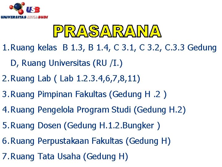 1. Ruang kelas B 1. 3, B 1. 4, C 3. 1, C 3.