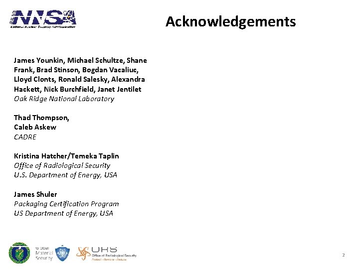 Acknowledgements James Younkin, Michael Schultze, Shane Frank, Brad Stinson, Bogdan Vacaliuc, Lloyd Clonts, Ronald