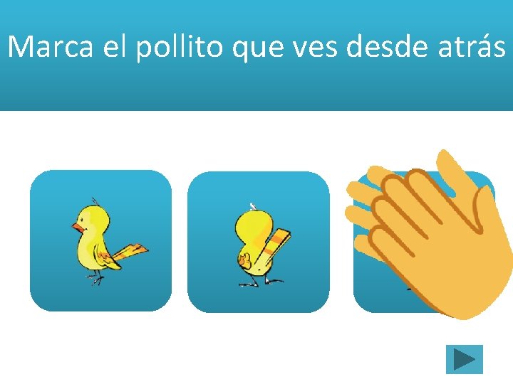 Marca el pollito que ves desde atrás 