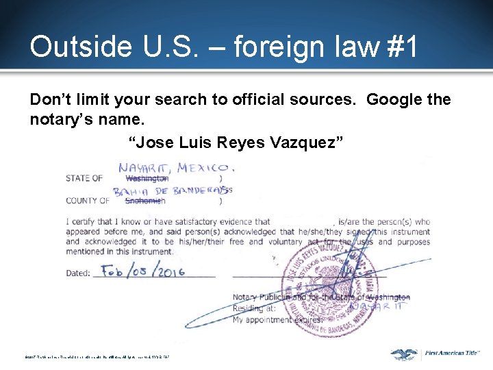Outside U. S. – foreign law #1 Don’t limit your search to official sources. Outside U. S. – foreign law #1 Don’t limit your search to official sources.