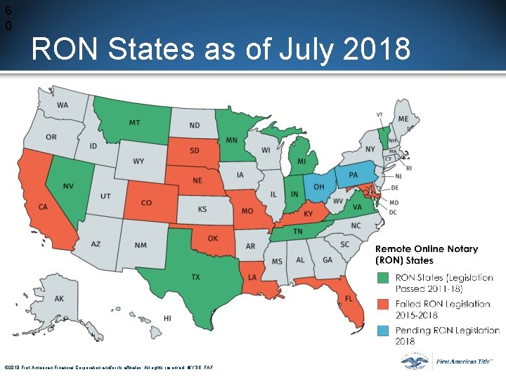 6 0 RON States as of July 2018 © 2017 First American Financial Corporation 6 0 RON States as of July 2018 © 2017 First American Financial Corporation