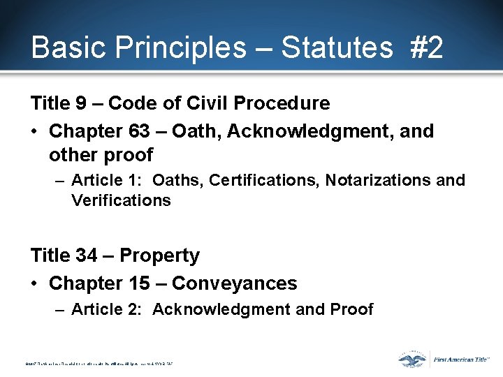 Basic Principles – Statutes #2 Title 9 – Code of Civil Procedure • Chapter Basic Principles – Statutes #2 Title 9 – Code of Civil Procedure • Chapter