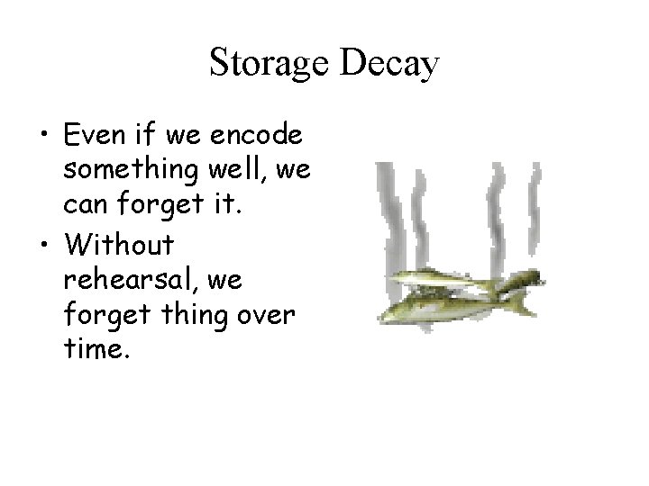 Storage Decay • Even if we encode something well, we can forget it. •