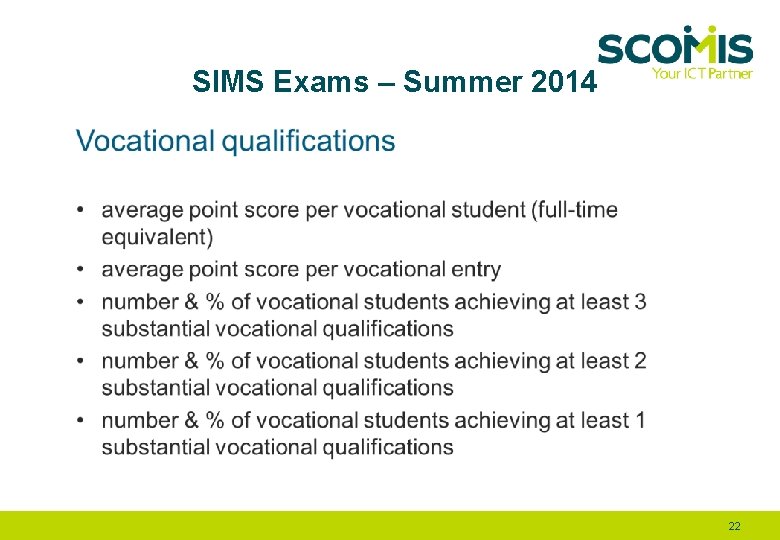 SIMS Exams – Summer 2014 22 