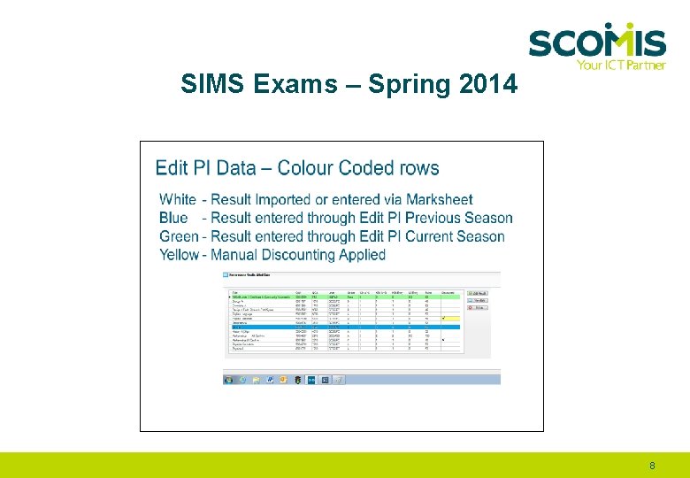 SIMS Exams – Spring 2014 8 