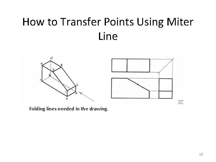 How to Transfer Points Using Miter Line Folding lines needed in the drawing. 17