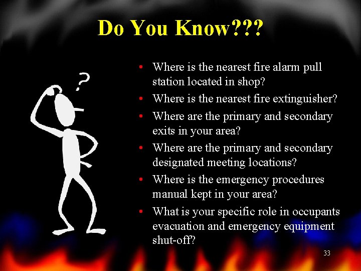 Do You Know? ? ? • Where is the nearest fire alarm pull station
