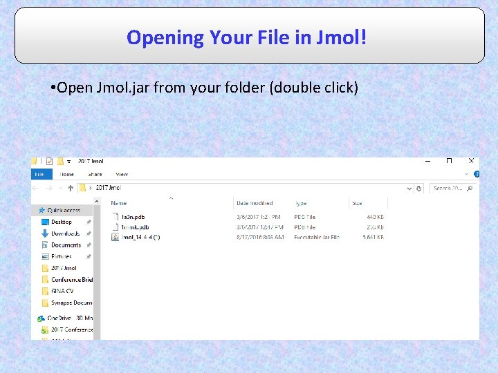 Opening Your File in Jmol! • Open Jmol. jar from your folder (double click)