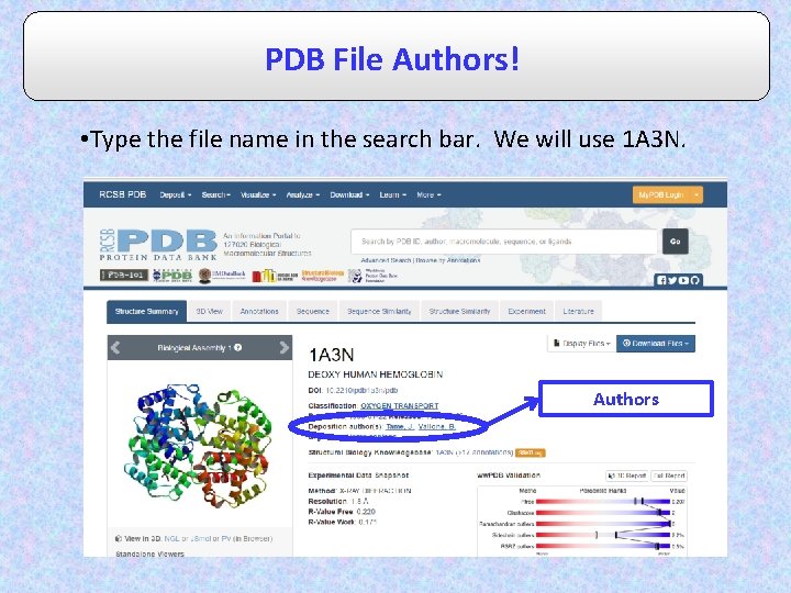 PDB File Authors! • Type the file name in the search bar. We will
