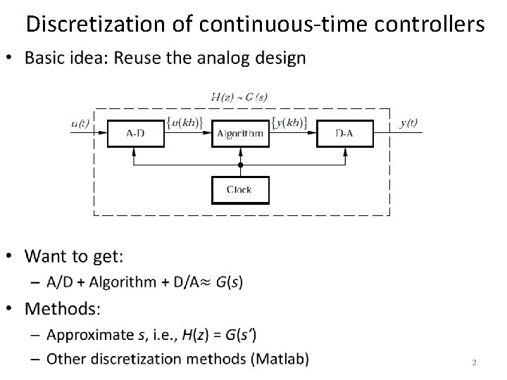 Discretization of continuous-time controllers • 2 