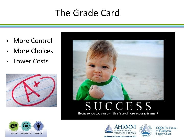 The Grade Card • • • More Control More Choices Lower Costs 
