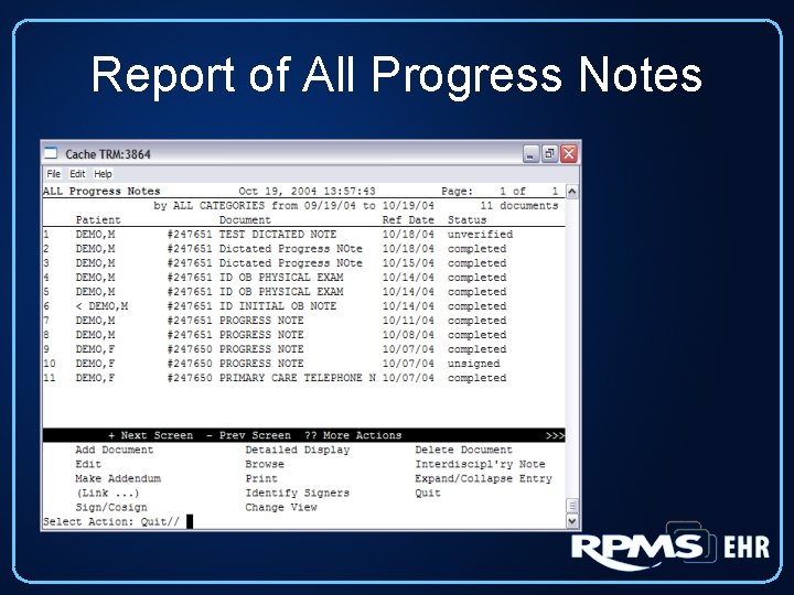 Report of All Progress Notes 