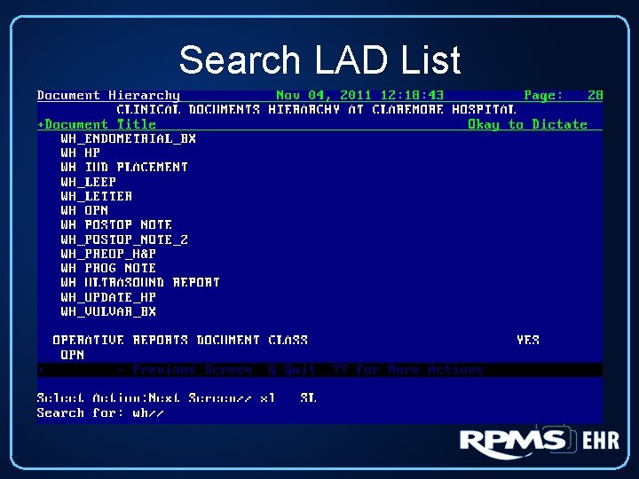 Search LAD List 
