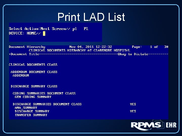 Print LAD List 