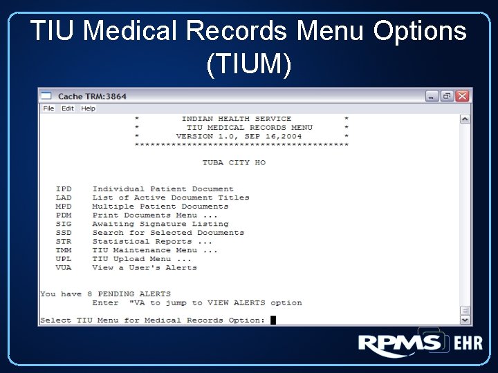 TIU Medical Records Menu Options (TIUM) 