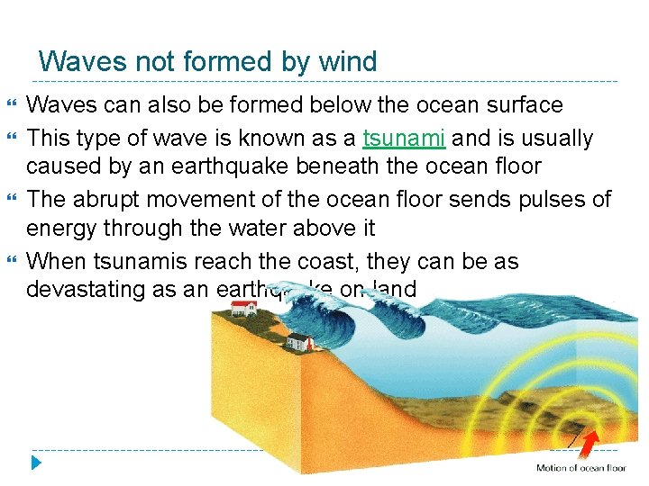 Waves not formed by wind Waves can also be formed below the ocean surface
