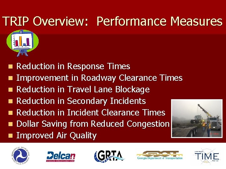 TRIP Overview: Performance Measures n n n n Reduction in Response Times Improvement in