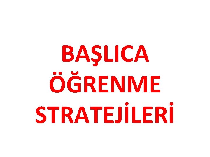 BAŞLICA ÖĞRENME STRATEJİLERİ 