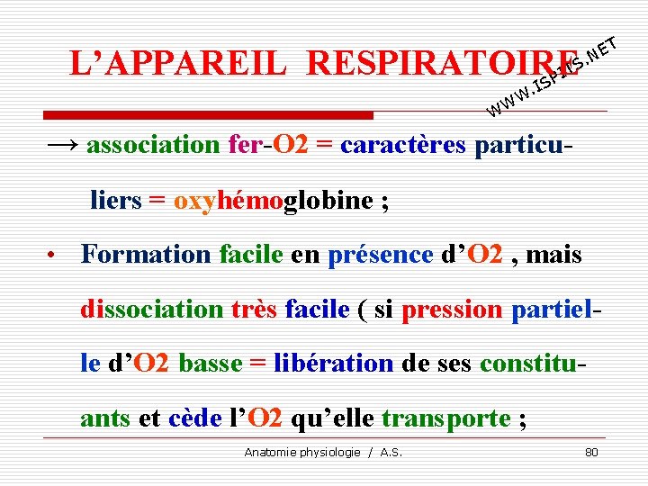 T E. N L’APPAREIL RESPIRATOIRE TS I SP I . W WW → association