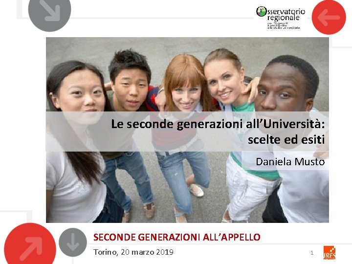 Le seconde generazioni all’Università: scelte ed esiti Daniela Musto SECONDE GENERAZIONI ALL’APPELLO Torino, 20