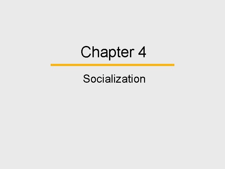 Chapter 4 Socialization 